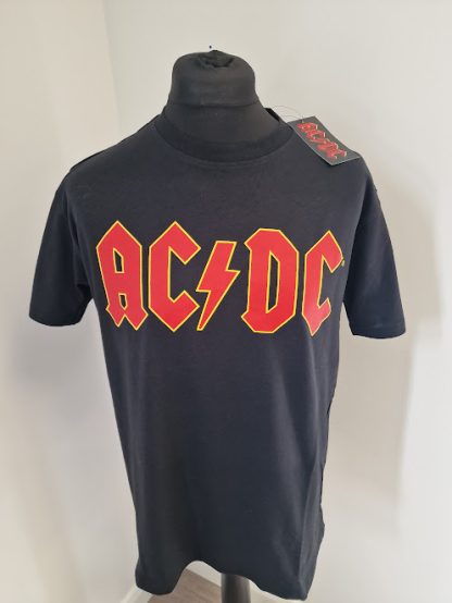 ACDC Adult Unisex T Shirt-  Red Classic Logo On Black - Image 2