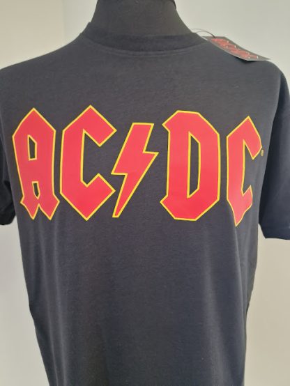 ACDC Adult Unisex T Shirt-  Red Classic Logo On Black - Image 4