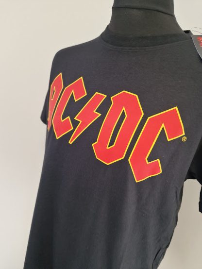 ACDC Adult Unisex T Shirt-  Red Classic Logo On Black - Image 3