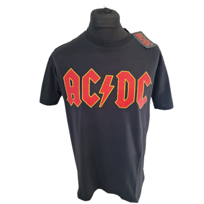 ACDC Adult Unisex T Shirt-  Red Classic Logo On Black