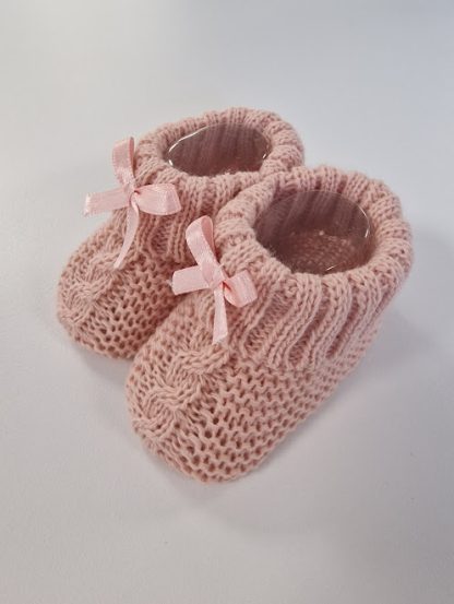 Knitted Baby Booties with Bow - Image 3