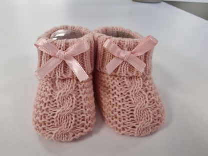 Knitted Baby Booties with Bow - Image 2