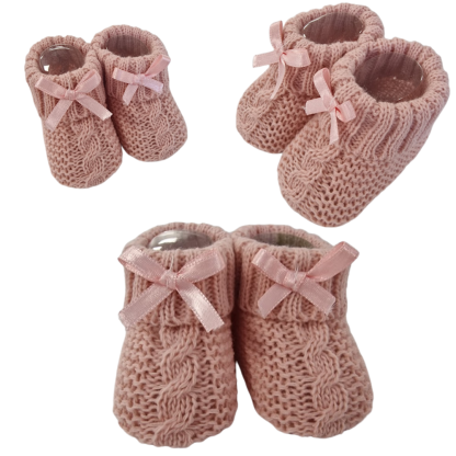 Knitted Baby Booties with Bow