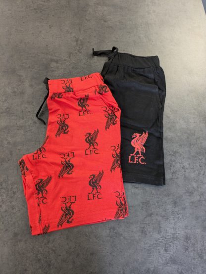 Liverpool FC 2 Pack Boys Loungewear Shorts - Red & Black - Image 5