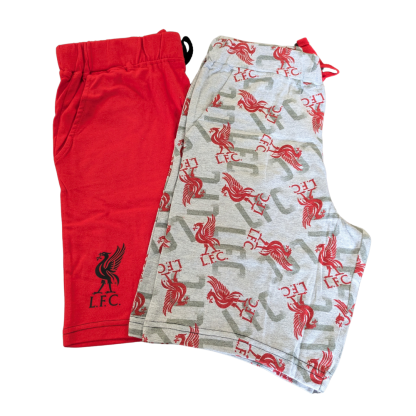 Liverpool FC 2 Pack Boys Loungewear Shorts - Red & Grey