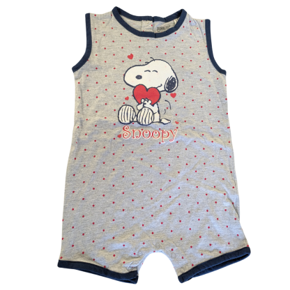 Snoopy Grey Spotty Baby Summer Romper - Slight Seconds