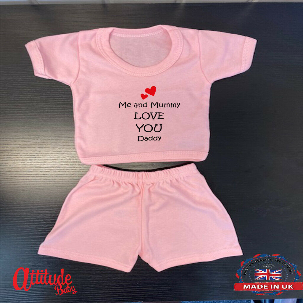 Plain Pink Baby Shorts T Shirt Set Me And Mummy Love You Daddy Baby Girls Funny Baby Grows Attitude Baby Uk