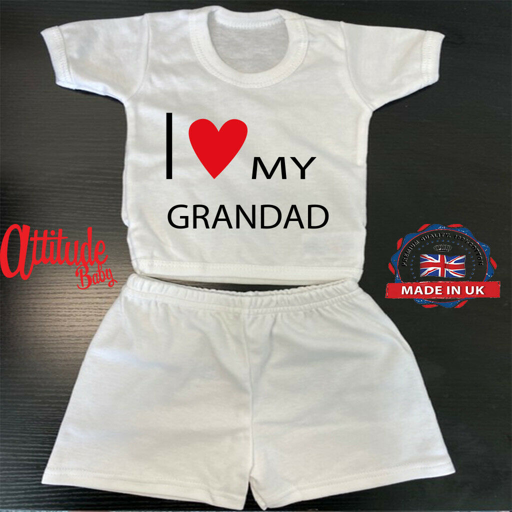 tidligste mandat brydning Plain Baby Shorts And T Shirt Sets-Printed-I Love My Grandad- Summer Baby  Sets - Funny Baby Grows-Attitude Baby UK